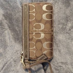 Coach wristlet with suede and sequin accents, EUC